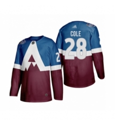 Men's Colorado Avalanche #28 Ian Cole Authentic Burgundy Blue 2020 Stadium Series Hockey Jersey