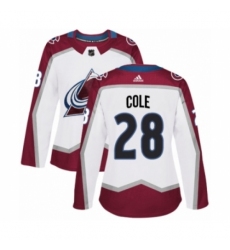 Women's Adidas Colorado Avalanche #28 Ian Cole Authentic White Away NHL Jersey