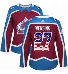 Women's Adidas Colorado Avalanche #27 John Wensink Authentic Burgundy Red USA Flag Fashion NHL Jersey