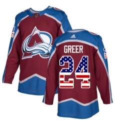 Men's Adidas Colorado Avalanche #24 A.J. Greer Authentic Burgundy Red USA Flag Fashion NHL Jersey