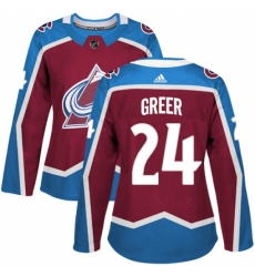 Women's Adidas Colorado Avalanche #24 A.J. Greer Authentic Burgundy Red Home NHL Jersey