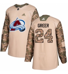 Youth Adidas Colorado Avalanche #24 A.J. Greer Authentic Camo Veterans Day Practice NHL Jersey