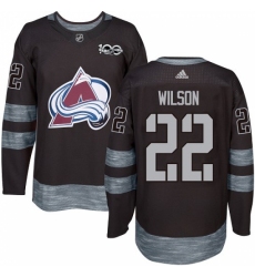 Men's Adidas Colorado Avalanche #22 Colin Wilson Authentic Black 1917-2017 100th Anniversary NHL Jersey