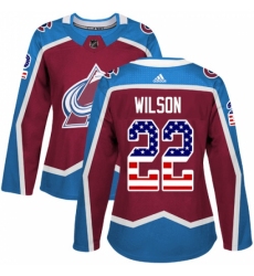 Women's Adidas Colorado Avalanche #22 Colin Wilson Authentic Burgundy Red USA Flag Fashion NHL Jersey