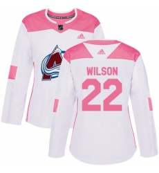 Women's Adidas Colorado Avalanche #22 Colin Wilson Authentic White/Pink Fashion NHL Jersey