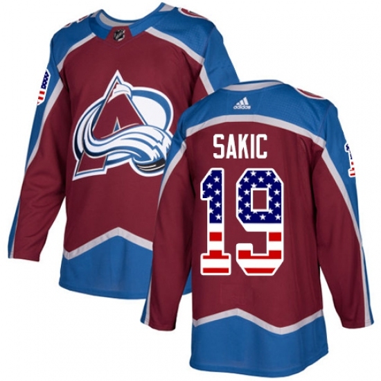 Men's Adidas Colorado Avalanche #19 Joe Sakic Authentic Burgundy Red USA Flag Fashion NHL Jersey Men's Adidas Colorado Avalanche #19 Joe Sakic Authentic Burgundy Red USA Flag Fashion NHL Jersey