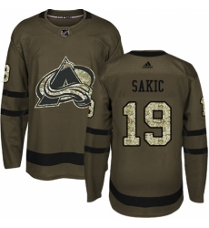 Men's Adidas Colorado Avalanche #19 Joe Sakic Premier Green Salute to Service NHL Jersey