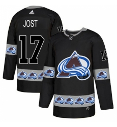 Men's Adidas Colorado Avalanche #17 Tyson Jost Authentic Black Team Logo Fashion NHL Jersey