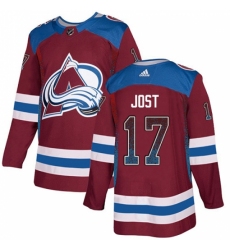 Men's Adidas Colorado Avalanche #17 Tyson Jost Authentic Burgundy Drift Fashion NHL Jersey