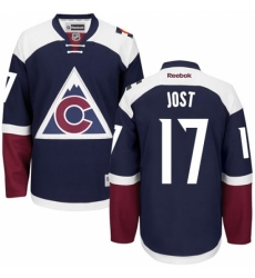 Men's Reebok Colorado Avalanche #17 Tyson Jost Authentic Blue Third NHL Jersey