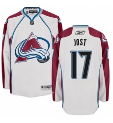 Men's Reebok Colorado Avalanche #17 Tyson Jost Authentic White Away NHL Jersey