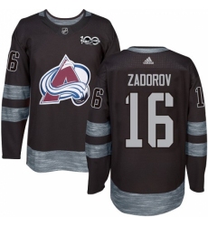 Men's Adidas Colorado Avalanche #16 Nikita Zadorov Authentic Black 1917-2017 100th Anniversary NHL Jersey