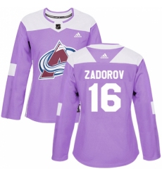 Women's Adidas Colorado Avalanche #16 Nikita Zadorov Authentic Purple Fights Cancer Practice NHL Jersey