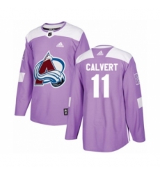 Men's Adidas Colorado Avalanche #11 Matt Calvert Authentic Purple Fights Cancer Practice NHL Jersey