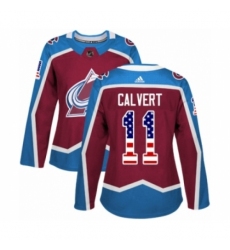 Women's Adidas Colorado Avalanche #11 Matt Calvert Authentic Burgundy Red USA Flag Fashion NHL Jersey