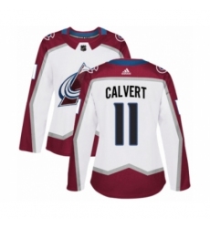 Women's Adidas Colorado Avalanche #11 Matt Calvert Authentic White Away NHL Jersey