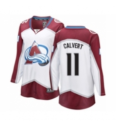 Women's Colorado Avalanche #11 Matt Calvert Authentic White Away Fanatics Branded Breakaway NHL Jersey