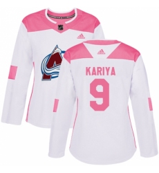 Women's Adidas Colorado Avalanche #9 Paul Kariya Authentic White/Pink Fashion NHL Jersey