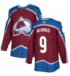 Men's Adidas Colorado Avalanche #9 Lanny McDonald Authentic Burgundy Red Home NHL Jersey