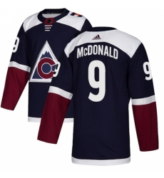 Men's Adidas Colorado Avalanche #9 Lanny McDonald Authentic Navy Blue Alternate NHL Jersey
