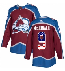 Youth Adidas Colorado Avalanche #9 Lanny McDonald Authentic Burgundy Red USA Flag Fashion NHL Jersey