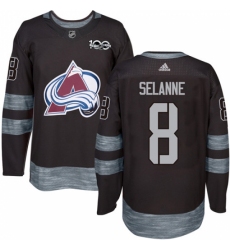 Men's Adidas Colorado Avalanche #8 Teemu Selanne Authentic Black 1917-2017 100th Anniversary NHL Jersey