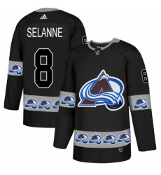 Men's Adidas Colorado Avalanche #8 Teemu Selanne Authentic Black Team Logo Fashion NHL Jersey