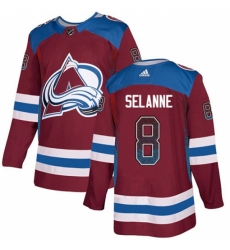 Men's Adidas Colorado Avalanche #8 Teemu Selanne Authentic Burgundy Drift Fashion NHL Jersey