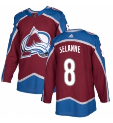 Men's Adidas Colorado Avalanche #8 Teemu Selanne Authentic Burgundy Red Home NHL Jersey