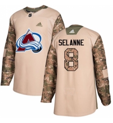 Men's Adidas Colorado Avalanche #8 Teemu Selanne Authentic Camo Veterans Day Practice NHL Jersey