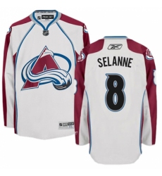 Men's Reebok Colorado Avalanche #8 Teemu Selanne Authentic White Away NHL Jersey