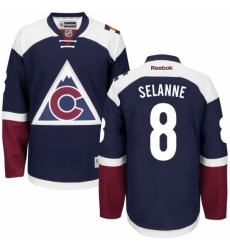 Women's Reebok Colorado Avalanche #8 Teemu Selanne Premier Blue Third NHL Jersey
