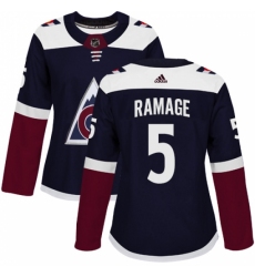 Women's Adidas Colorado Avalanche #5 Rob Ramage Authentic Navy Blue Alternate NHL Jersey