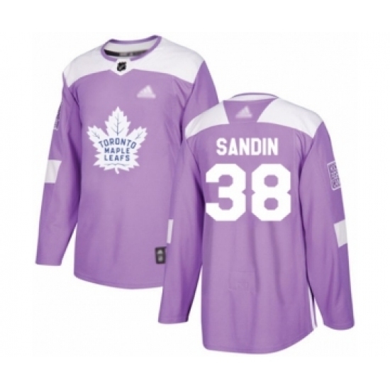 Men's Toronto Maple Leafs #38 Rasmus Sandin Authentic Purple Fights Cancer Practice Hockey Jersey Men's Toronto Maple Leafs #38 Rasmus Sandin Authentic Purple Fights Cancer Practice Hockey Jersey