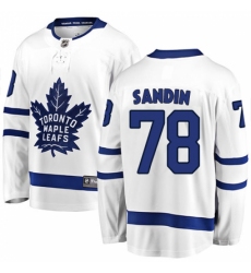 Men's Toronto Maple Leafs #78 Rasmus Sandin Authentic White Away Fanatics Branded Breakaway NHL Jersey