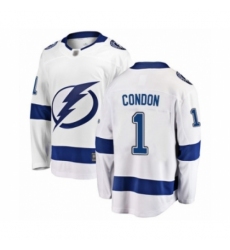 Men's Tampa Bay Lightning #1 Mike Condon Fanatics Branded White Away Breakaway Hockey Jersey