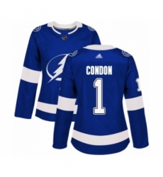 Women's Tampa Bay Lightning #1 Mike Condon Authentic Royal Blue Home Hockey Jersey Women's Tampa Bay Lightning #1 Mike Condon Authentic Royal Blue Home Hockey Jersey