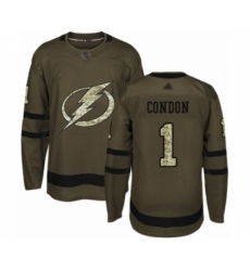 Youth Tampa Bay Lightning #1 Mike Condon Authentic Green Salute to Service Hockey Jersey