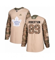 Men's Toronto Maple Leafs #89 Nicholas Robertson Authentic Camo Veterans Day Practice Hockey Jersey