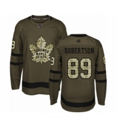 Men's Toronto Maple Leafs #89 Nicholas Robertson Authentic Green Salute to Service Hockey Jersey