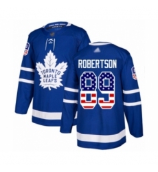 Men's Toronto Maple Leafs #89 Nicholas Robertson Authentic Royal Blue USA Flag Fashion Hockey Jersey