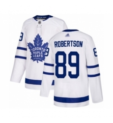 Men's Toronto Maple Leafs #89 Nicholas Robertson Authentic White Away Hockey Jersey