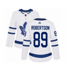 Women's Toronto Maple Leafs #89 Nicholas Robertson Authentic White Away Hockey Jersey