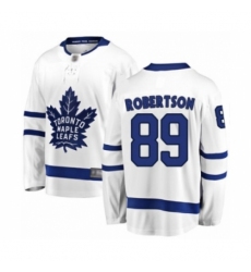 Youth Toronto Maple Leafs #89 Nicholas Robertson Authentic White Away Fanatics Branded Breakaway Hockey Jersey