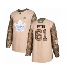 Youth Toronto Maple Leafs #61 Nic Petan Authentic Camo Veterans Day Practice Hockey Jersey