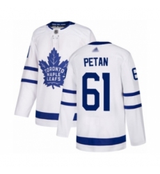 Youth Toronto Maple Leafs #61 Nic Petan Authentic White Away Hockey Jersey