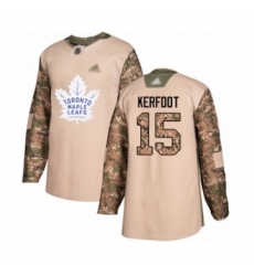 Men's Toronto Maple Leafs #15 Alexander Kerfoot Authentic Camo Veterans Day Practice Hockey Jersey