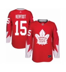 Men's Toronto Maple Leafs #15 Alexander Kerfoot Authentic Red Alternate Hockey Jersey