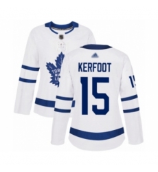 Women's Toronto Maple Leafs #15 Alexander Kerfoot Authentic White Away Hockey Jersey