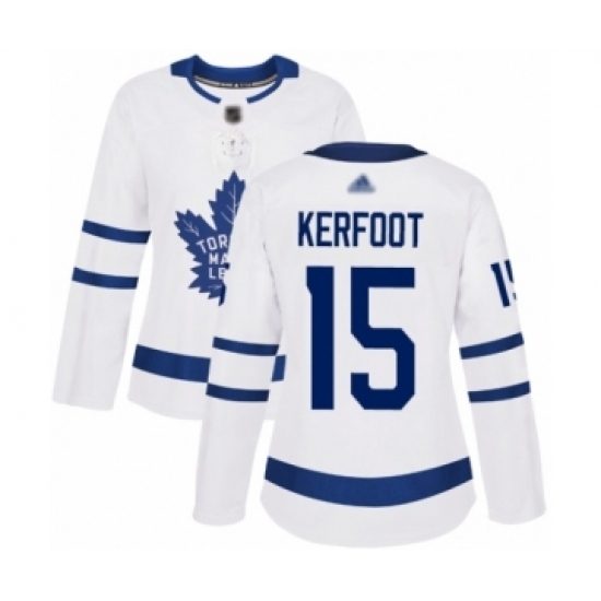 Women's Toronto Maple Leafs #15 Alexander Kerfoot Authentic White Away Hockey Jersey Women's Toronto Maple Leafs #15 Alexander Kerfoot Authentic White Away Hockey Jersey